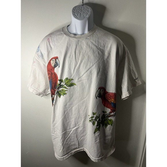 Vintage Parrot Tropical Bird Shirt 2XL Wrap Around - Picture 1 of 13